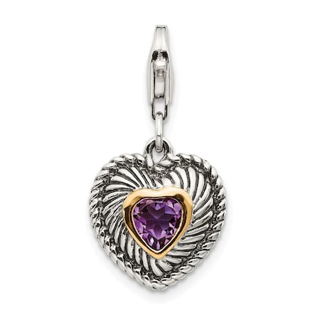 Strategy Agon 14K Gold Sterling Silver Amethyst Antiqued Charm ST2477871